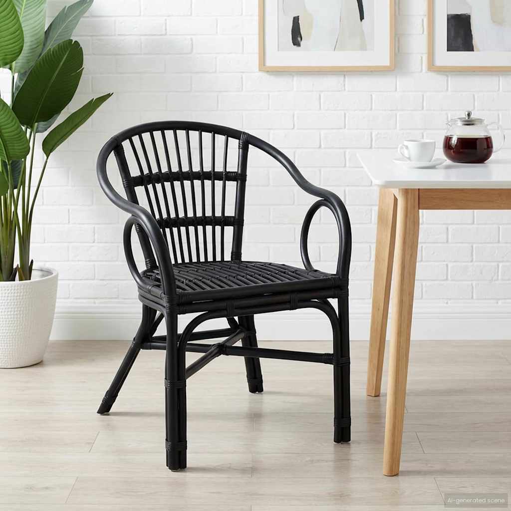Στοιβαζόμενη Καρέκλα Μαύρο 58 x 60 x 81 cm Ρατάν - Pakobazaar