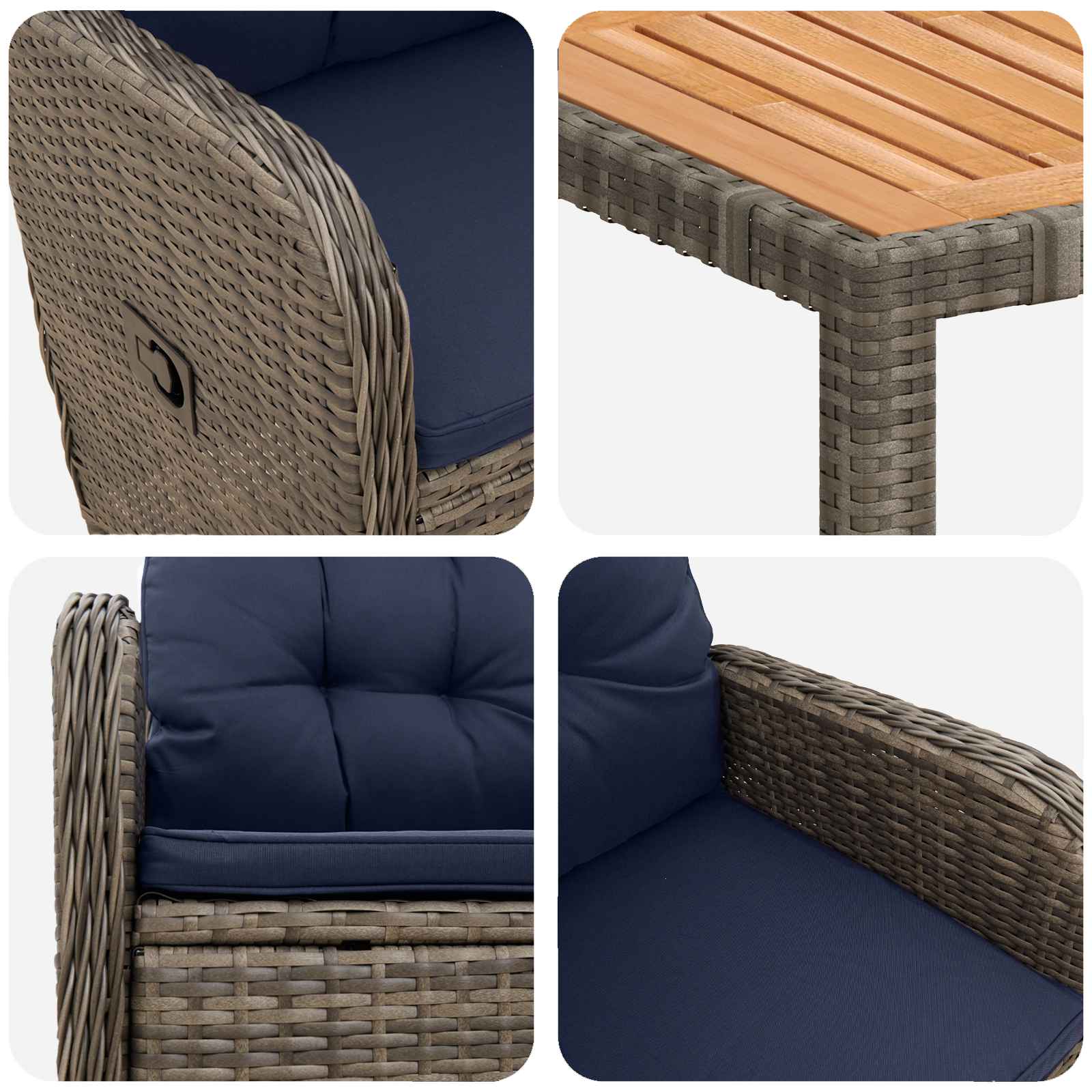 Σετ Εξωτερικής Τραπέζης 3 τμχ. PE Ρατάν και Ατσάλι με Σκόνη - Pakobazaar