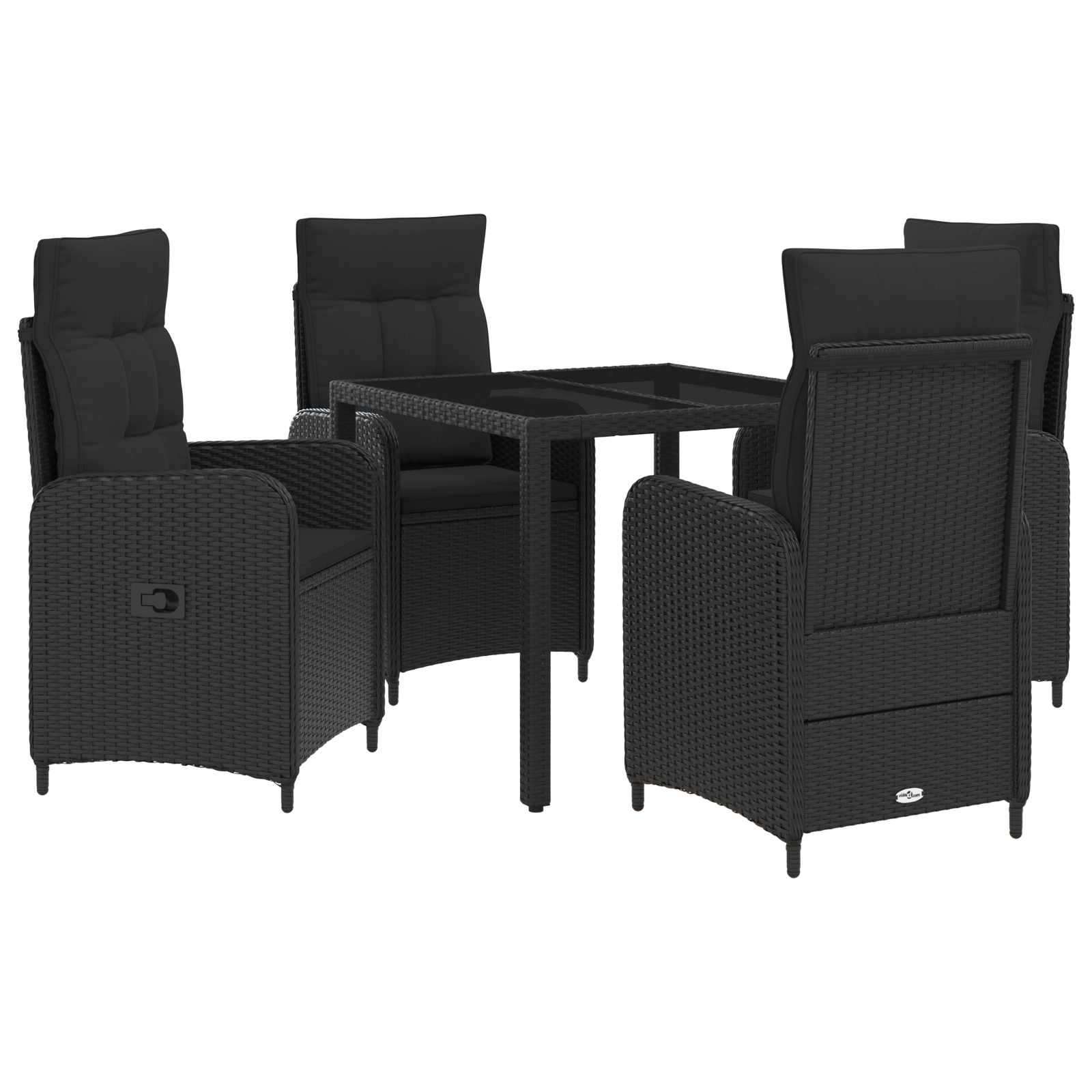 Σετ Εξωτερικής Τραπέζης 5 pcs Μαύρο 90 x 90 x 75 cm - Pakobazaar
