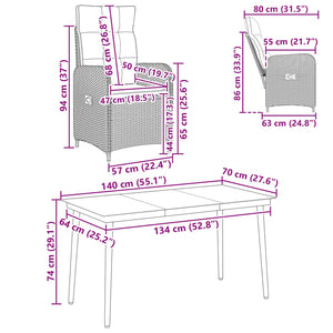Σετ Εξωτερικής Τραπέζης 5 pcs Μαύρο 150 x 90 x 75 cm - Pakobazaar