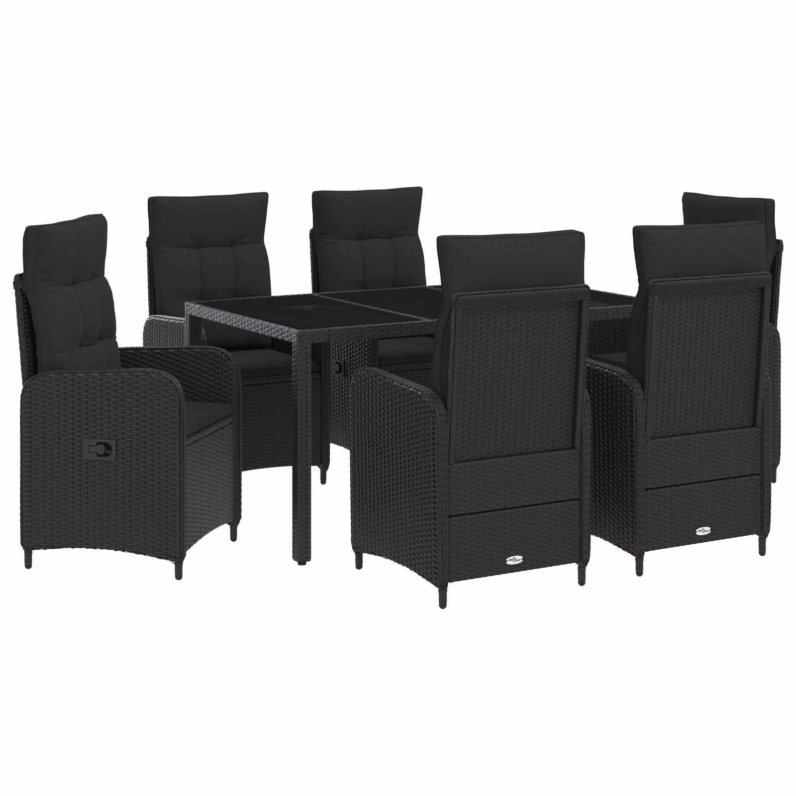 Σετ Εξωτερικής Τραπέζης 7 pcs Μαύρο 150 x 90 x 75 cm - Pakobazaar