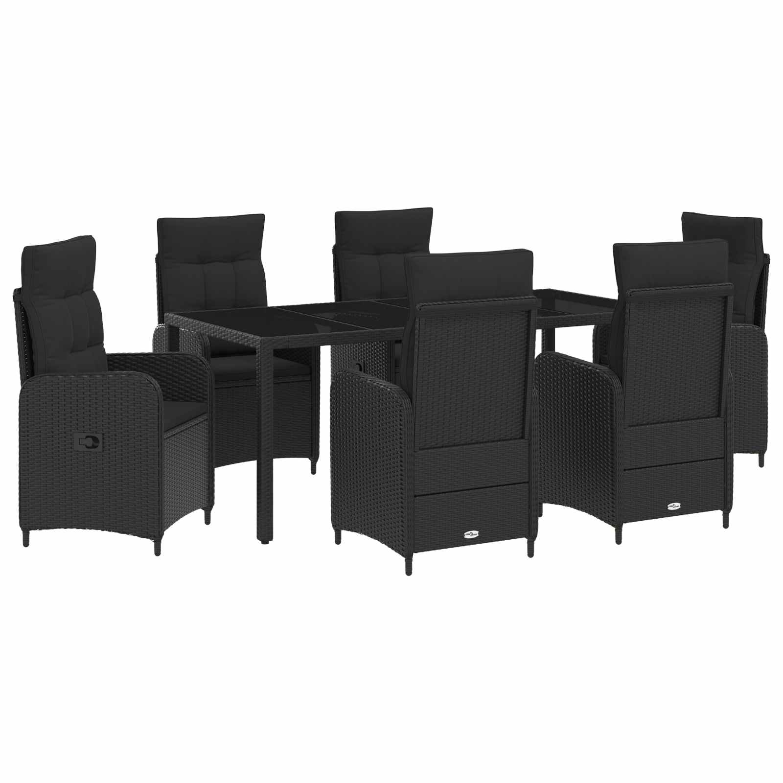 Σετ Εξωτερικής Τραπέζης 7 pcs Μαύρο 190 x 90 x 75 cm - Pakobazaar