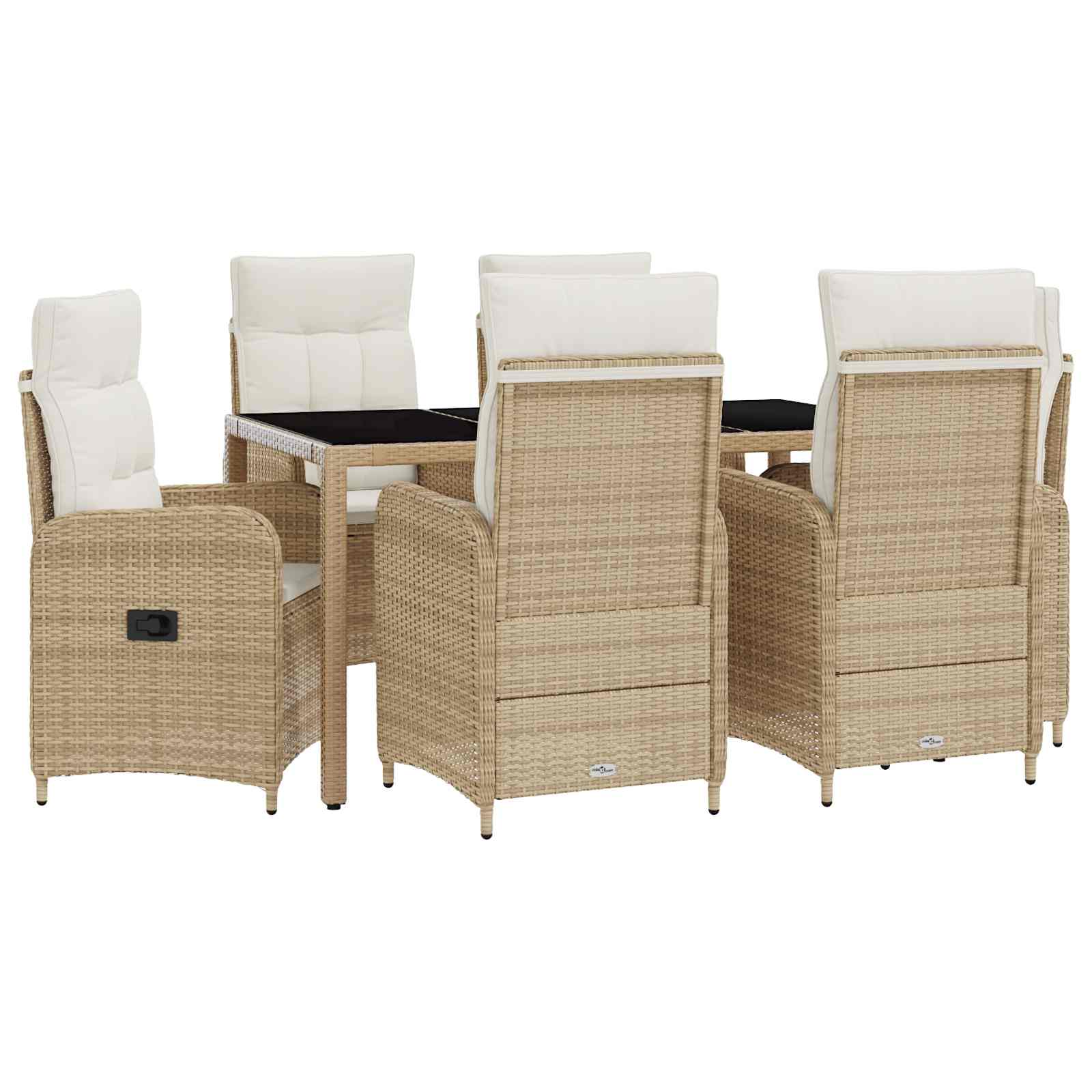 Σετ Εξωτερικής Τραπέζης 7 pcs Μπεζ και Κρέμ 150 x 90 x 75 cm - Pakobazaar