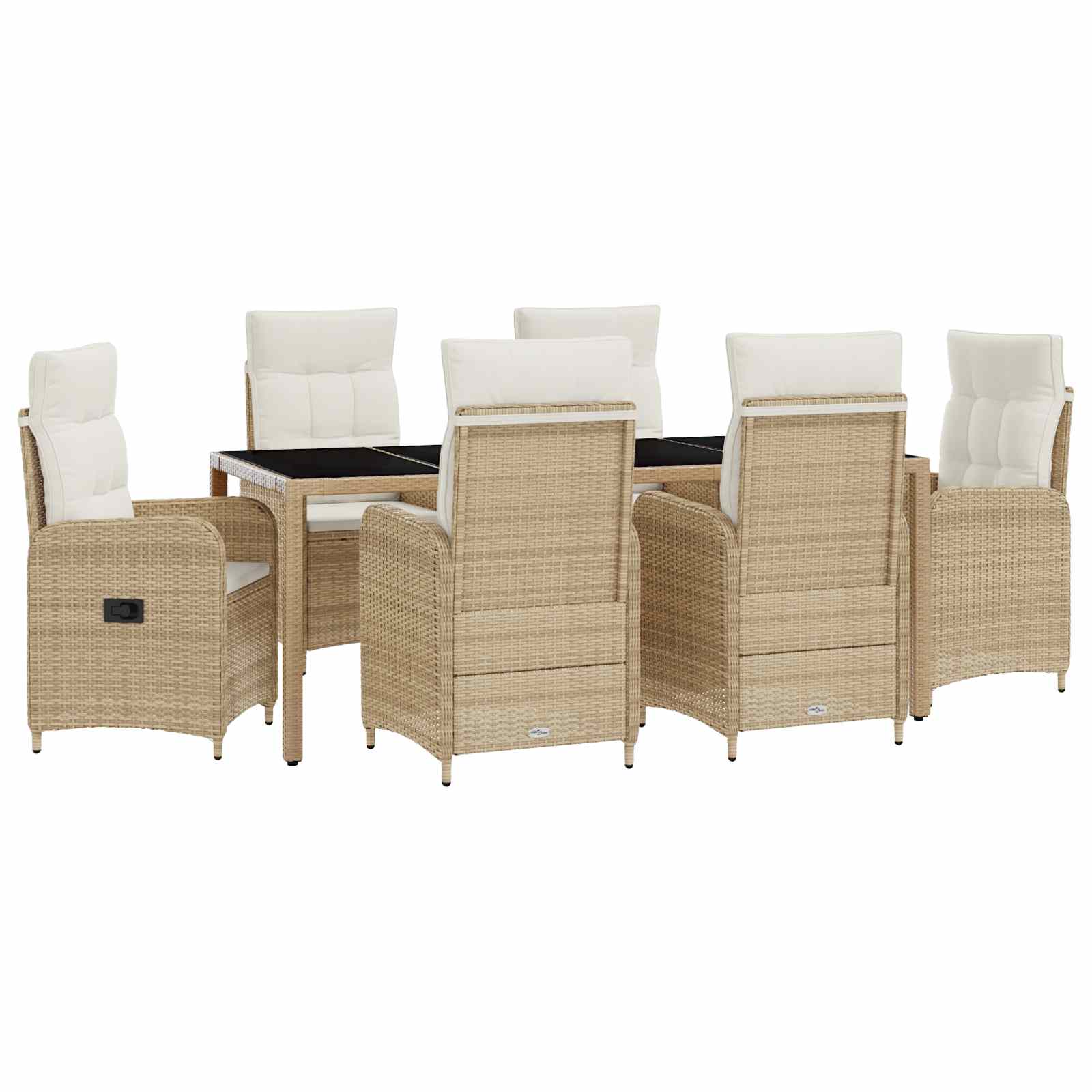 Σετ Εξωτερικής Τραπέζης 7 pcs Μπεζ και Κρέμ 190 x 90 x 75 cm - Pakobazaar