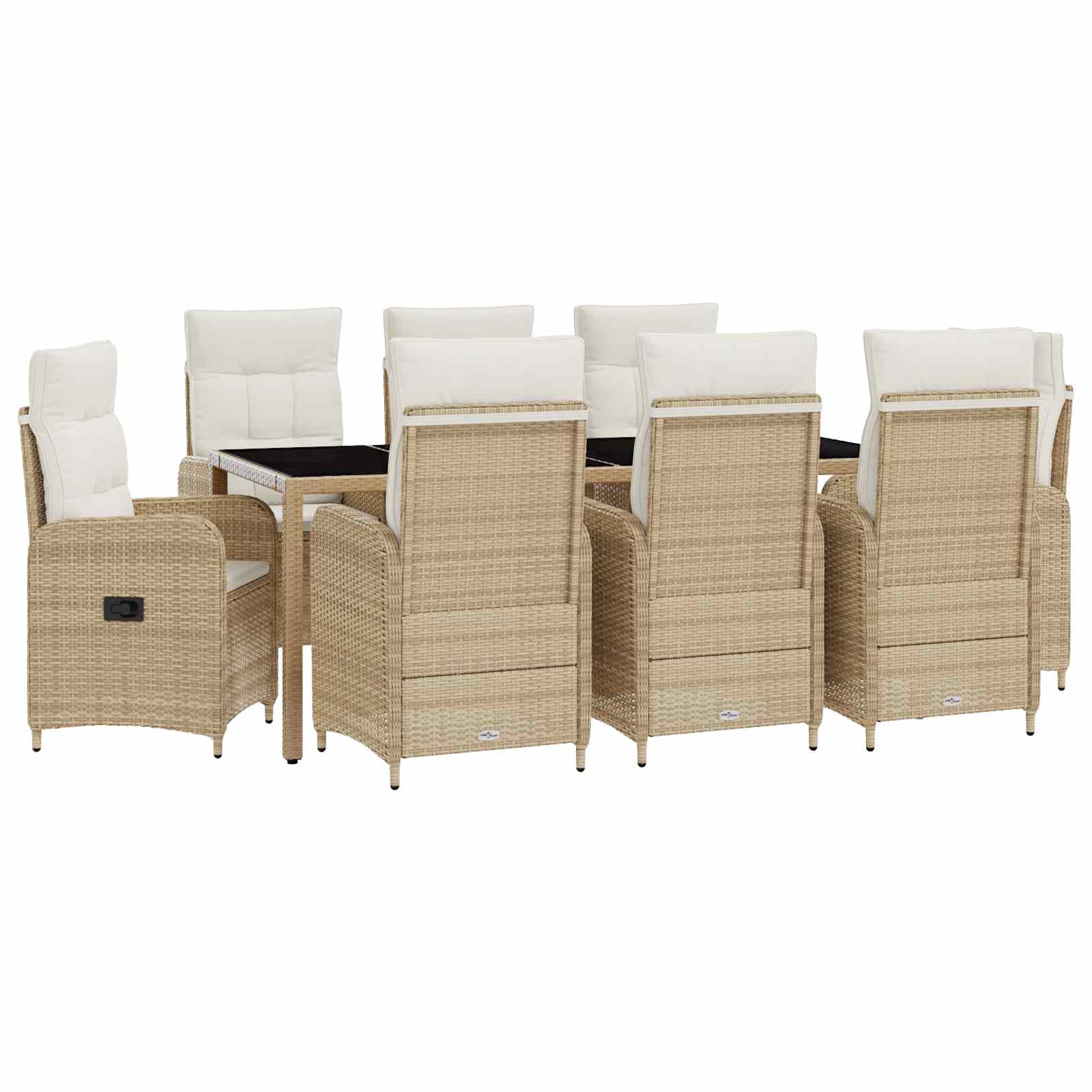 Σετ Εξωτερικής Τραπέζης 9 pcs Μπεζ και Κρέμ 190 x 90 x 75 cm - Pakobazaar