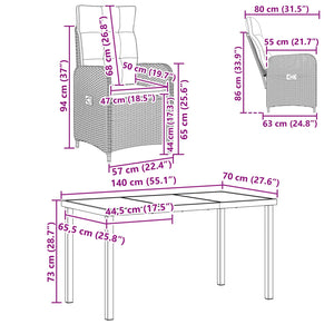 Σετ Εξωτερικής Τραπέζης 5 τμχ. Μαύρο και Κρεμ Λευκό