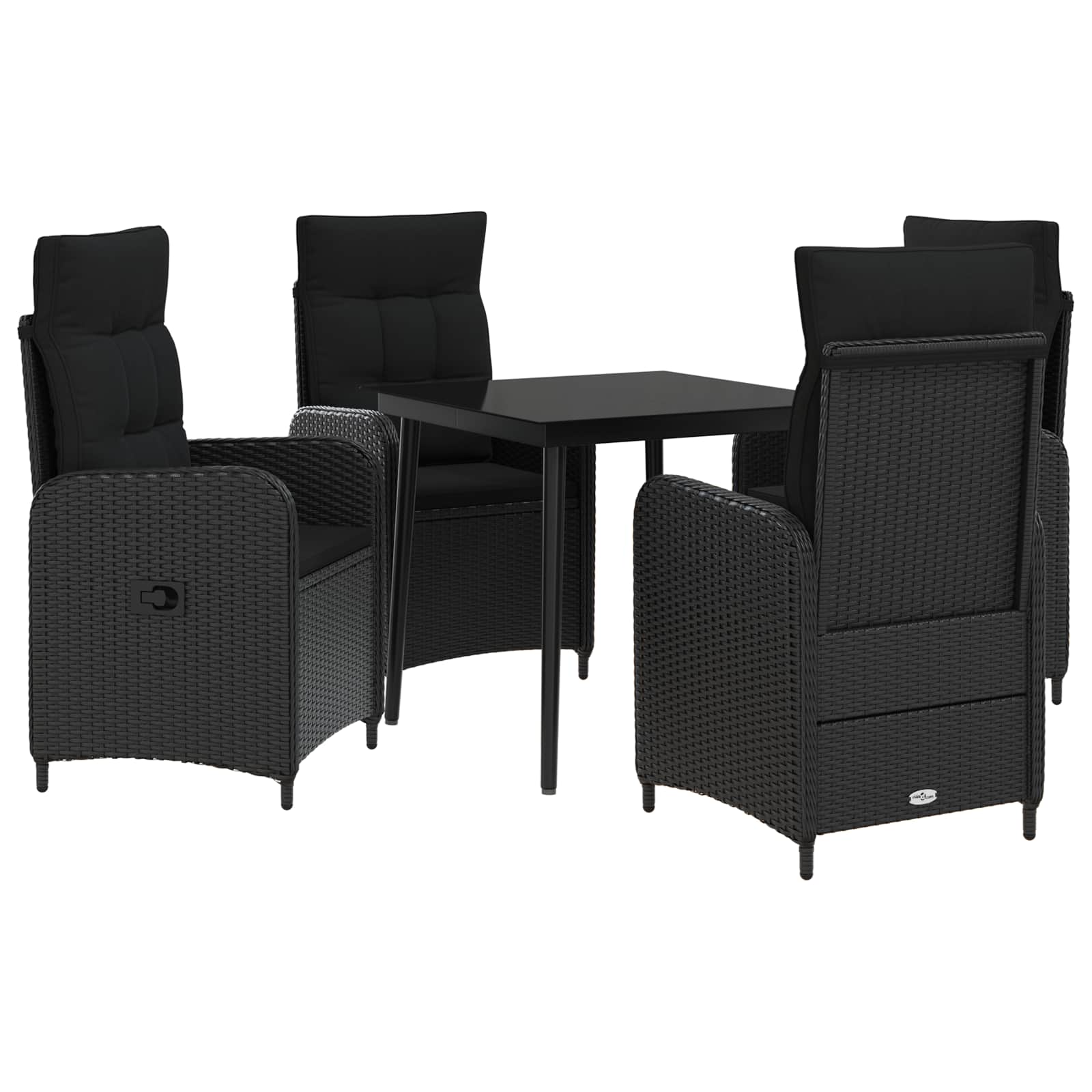 Σετ Τραπέζι Καναπέ 5 pcs Μαύρο PE Ρατάν και Ατσάλι με Σκόνη - Pakobazaar