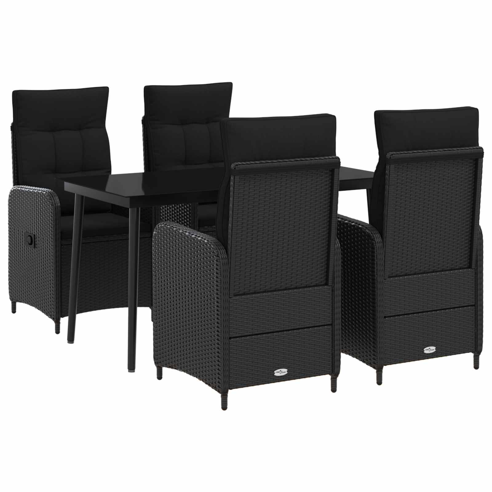 Σετ Τραπέζι Καναπέ 5 pcs Μαύρο PE Ρατάν και Ατσάλι με Σκόνη - Pakobazaar