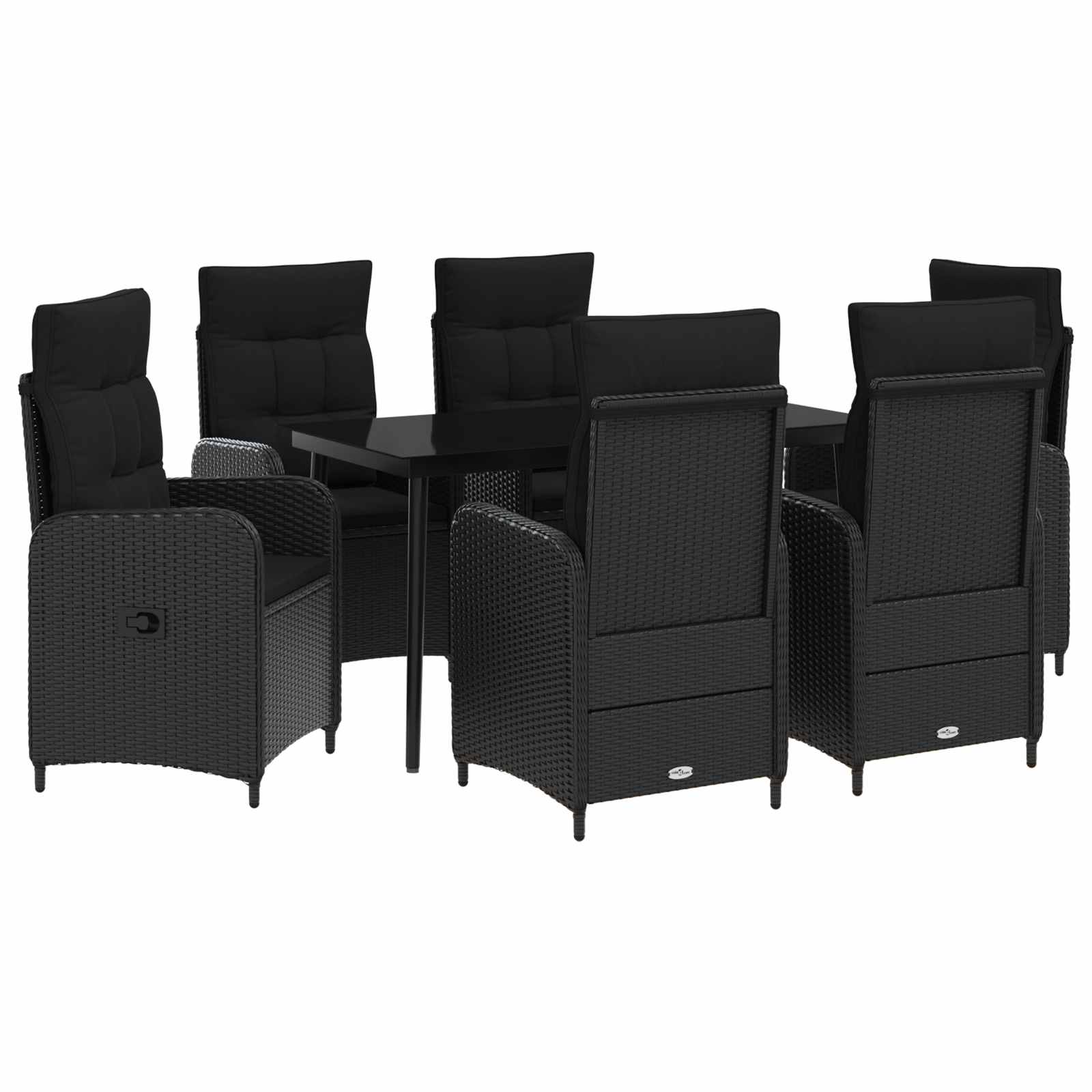 Σετ Τραπέζι Καναπέ 7 pcs Μαύρο PE Ρατάν και Ατσάλι με Σκόνη - Pakobazaar