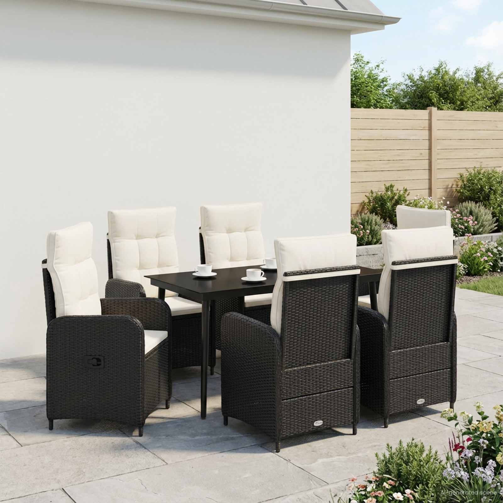 Σετ Τραπέζι Καναπέ με μαξιλάρι 7 pcs Μαύρο και Κρεμ Λευκό - Pakobazaar