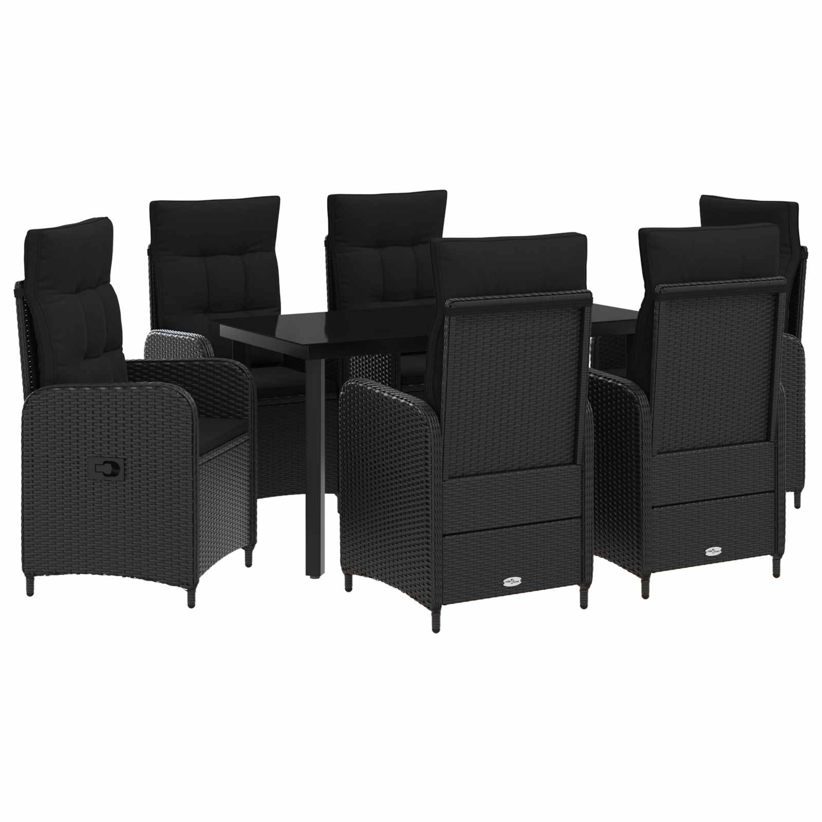 Σετ Τραπέζι Καναπέ 7 pcs Μαύρο PE Ρατάν και Ατσάλι με Σκόνη - Pakobazaar