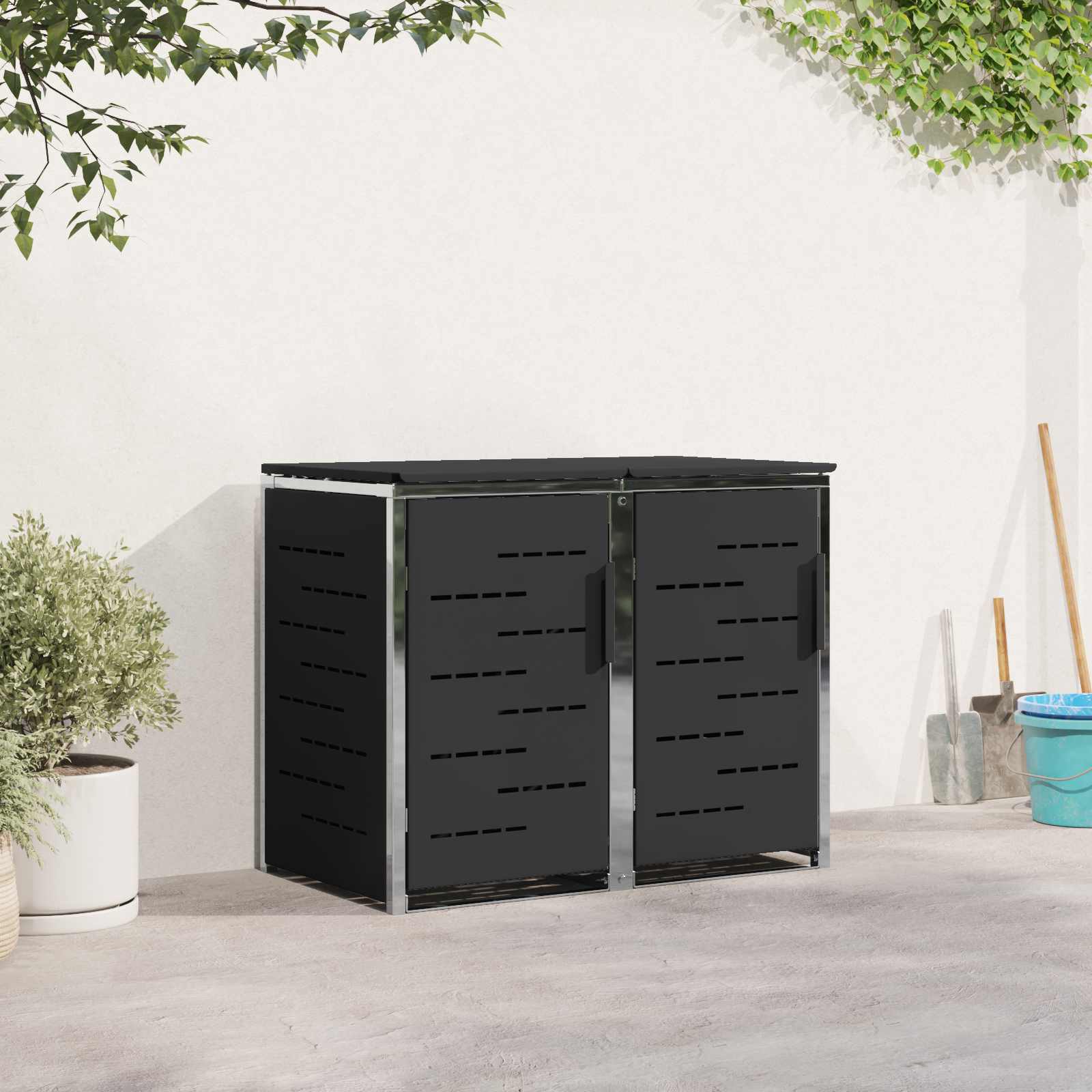 Αποθήκευση Κάδου Γυρίσματος Μαύρο 138 x 77,5 x 112,5 εκ. - Pakobazaar