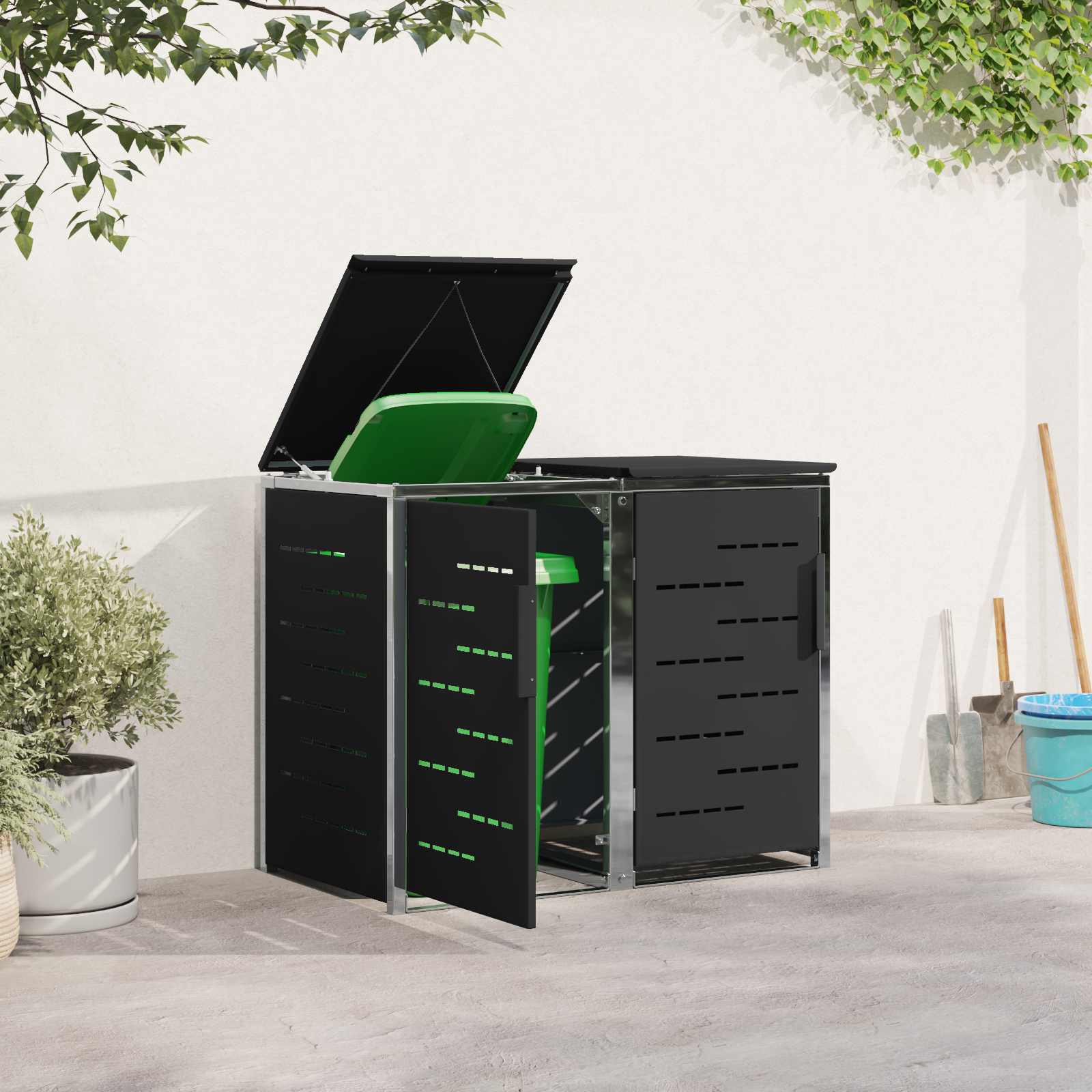 Αποθήκευση Κάδου Γυρίσματος Μαύρο 138 x 77,5 x 112,5 εκ. - Pakobazaar