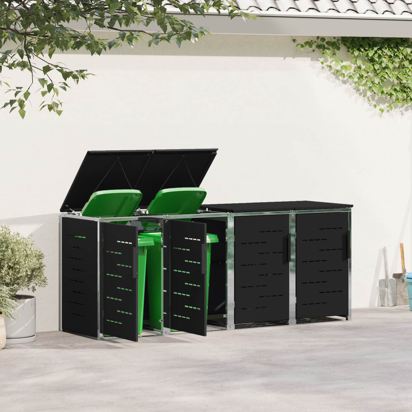 Αποθήκευση Κάδου Γυρίσματος Μαύρο 276 x 77,5 x 112,5 εκ - Pakobazaar