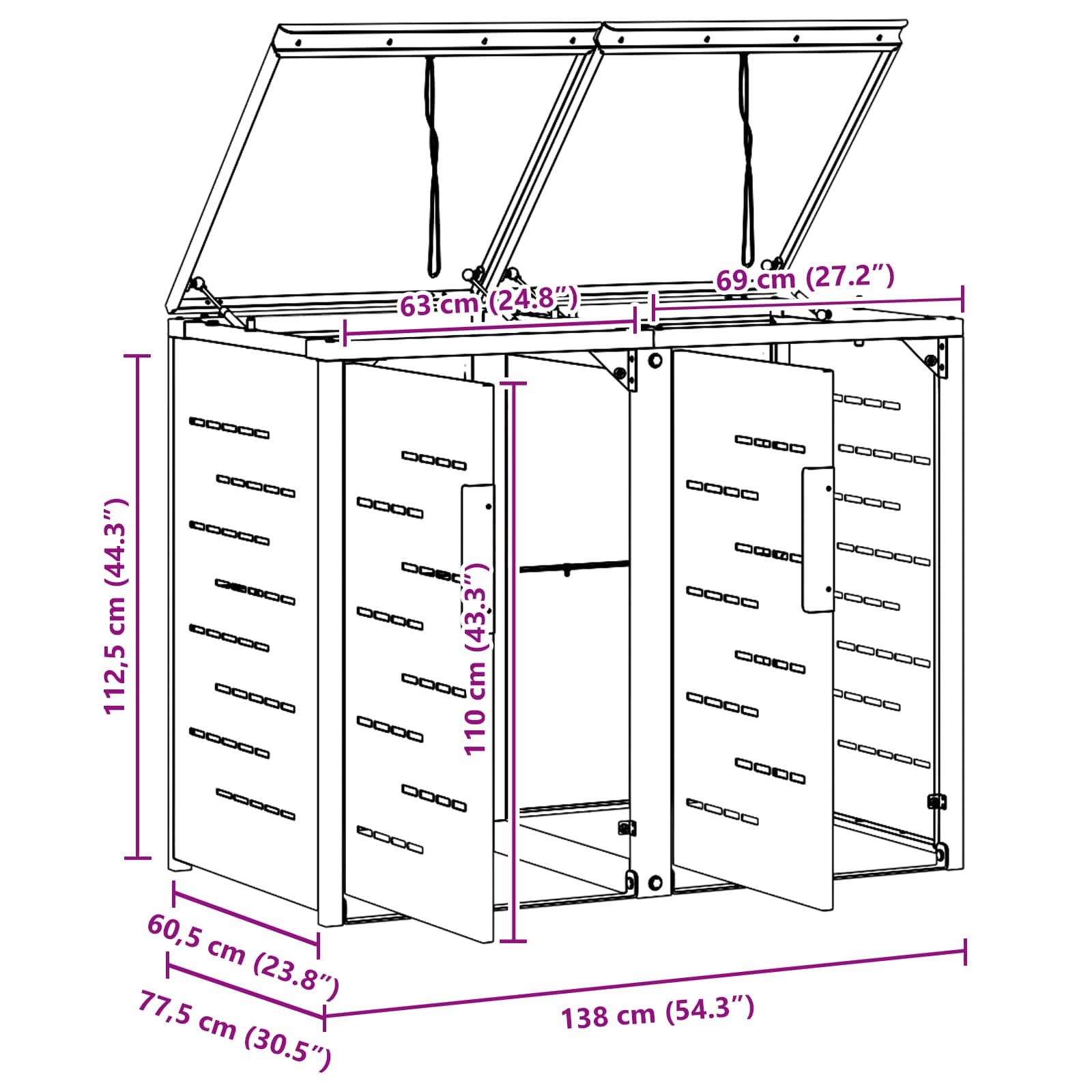 Αποθήκευση Κάδου Γυρίσματος Γκρι 138 x 77,5 x 112,5 εκ. - Pakobazaar