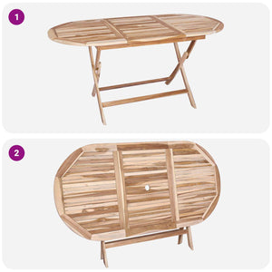 ΣΕΤ ΕΠΙΠΛΩΝ ΚΗΠΟΥ 7 τμχ. Φυσικό Στερεό Ξύλο Τίκ - Pakobazaar