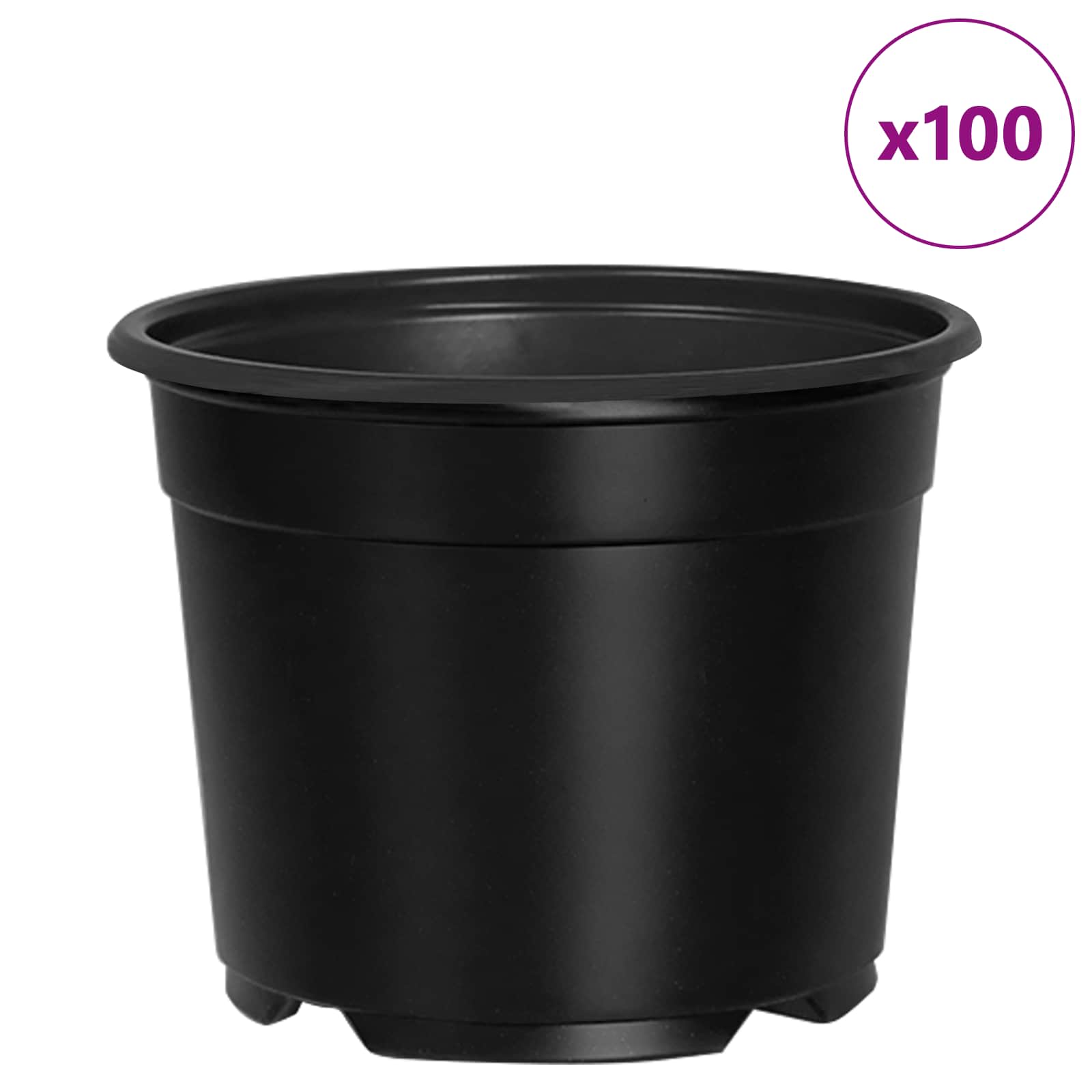 Στρογγυλή Γλάστρα Λουλουδιών 100 pcs Μαύρο Ø 10 x 8 εκ.