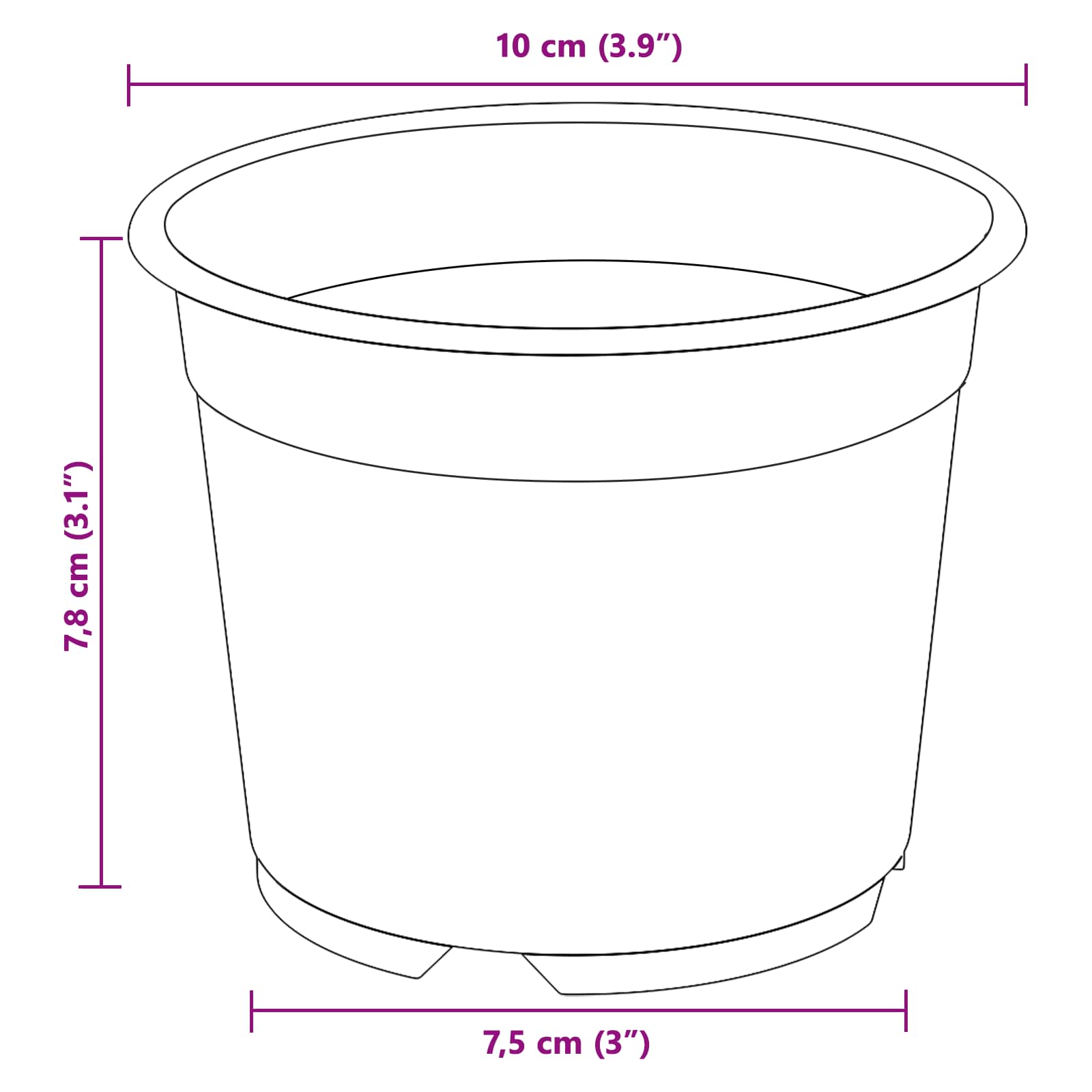 Στρογγυλή Γλάστρα Λουλουδιών 200 pcs Μαύρο Ø 10 x 8 εκ.