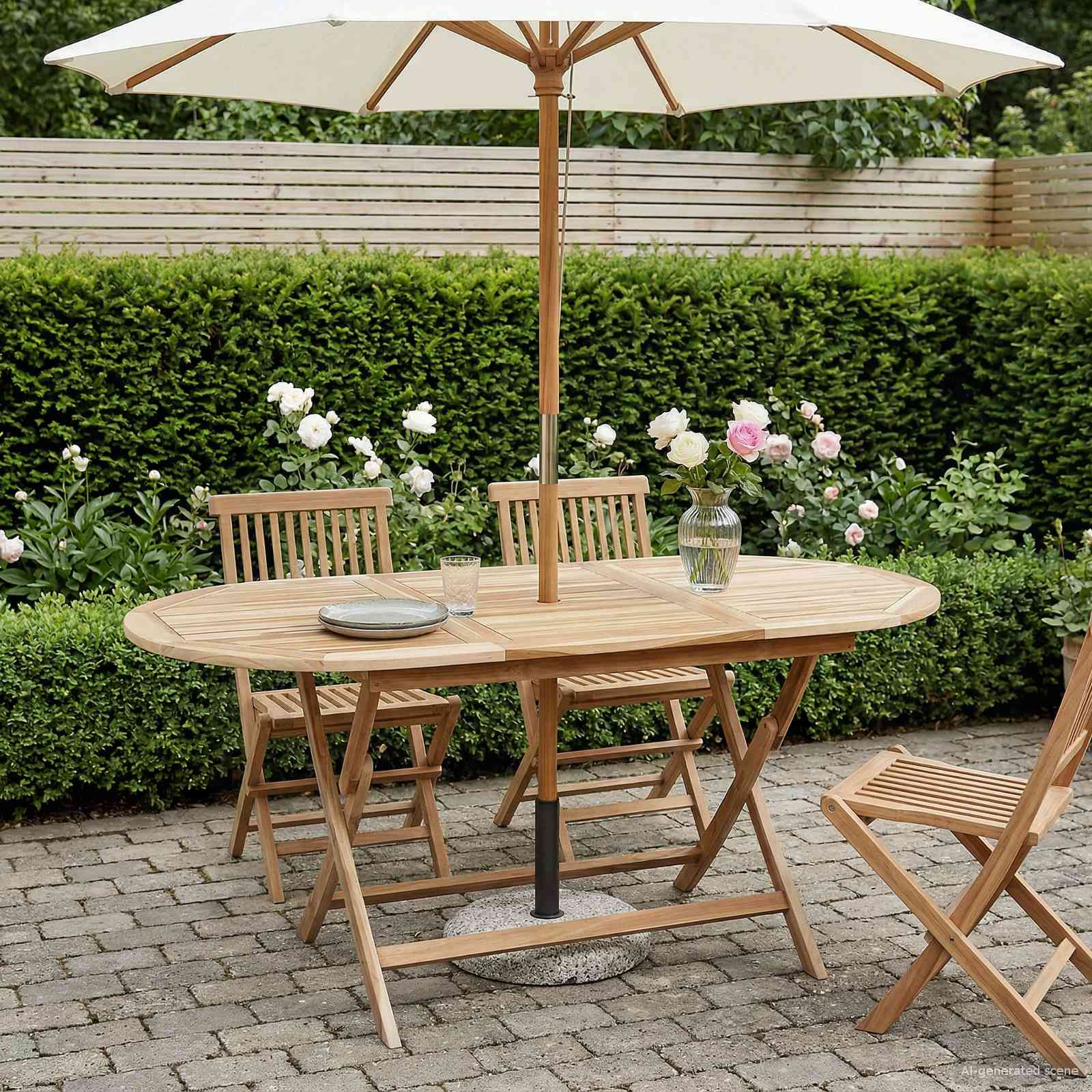 Αναδιπλούμενο Τραπέζι Κήπου Φυσικό 160 x 80 x 76 cm - Pakobazaar