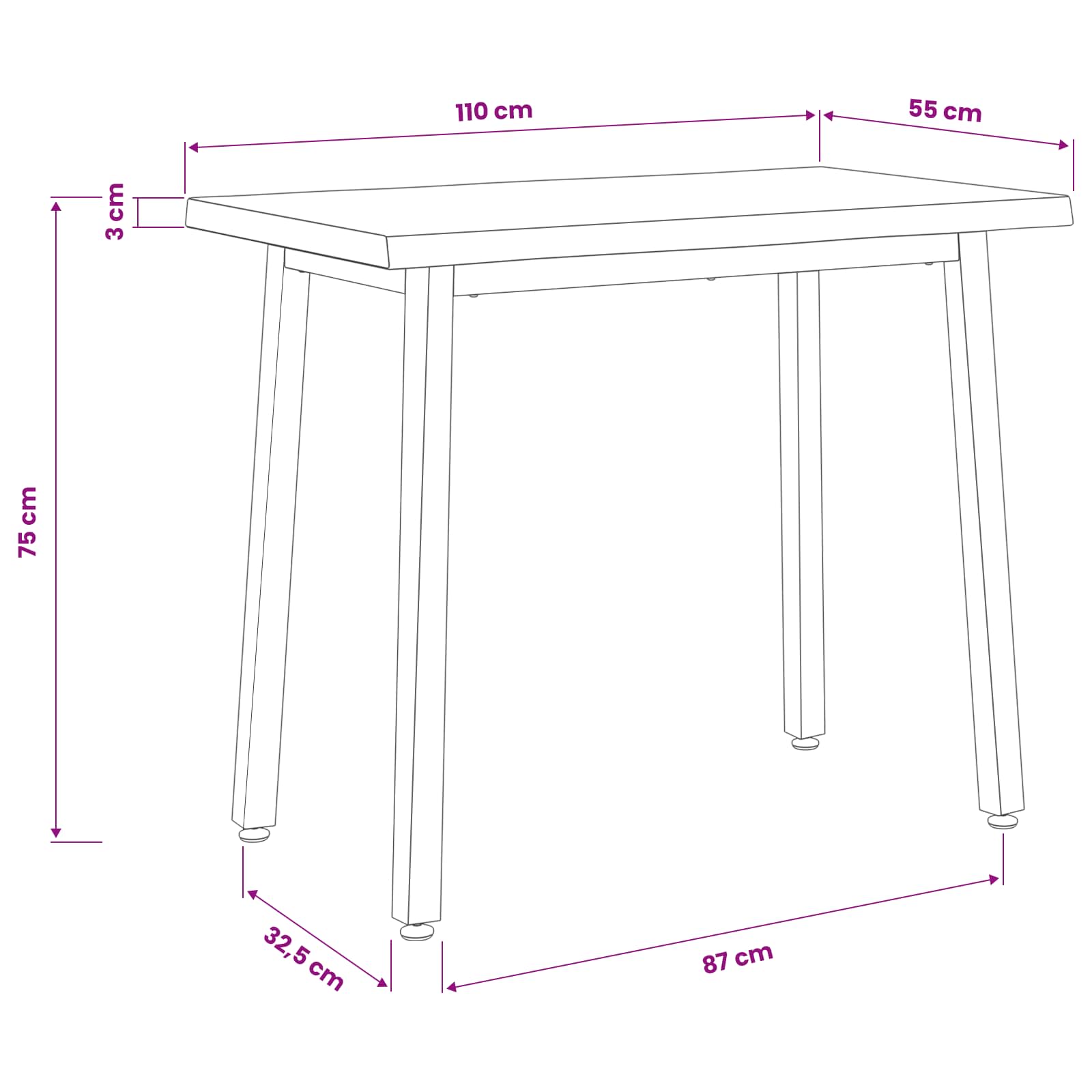 110 x 55 x 75 cm Στερεό Ξύλο Ακακίας Σκούρο Καφέ και Λευκό - Pakobazaar