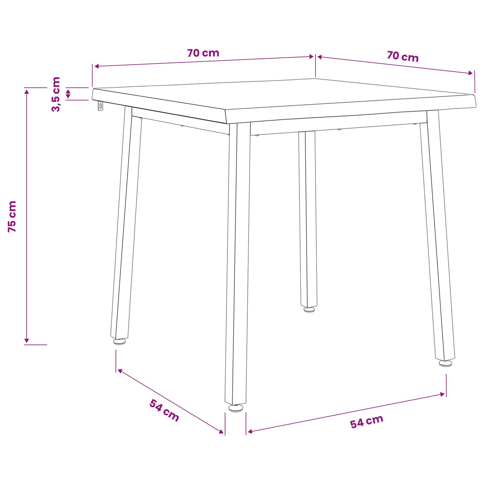 70 x 70 x 75 cm Στερεό Ξύλο Ακακίας Σκούρο Καφέ και Μαύρο - Pakobazaar