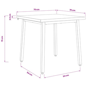 70 x 70 x 75 cm Στερεό Ξύλο Ακακίας Λευκό τετράγωνο