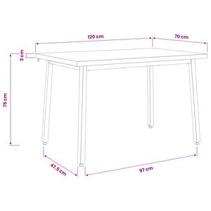 120 x 70 x 75 cm Στερεό Ξύλο Ακακίας Σκούρο Καφέ και Μαύρο - Pakobazaar