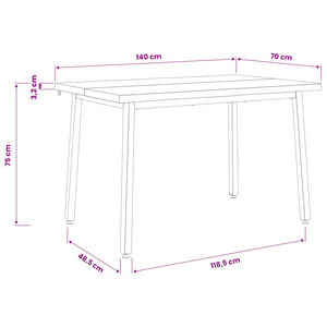 Τραπέζι Φαγητού με Ζωντανό Χείλος 140 x 70 x 75 cm - Pakobazaar