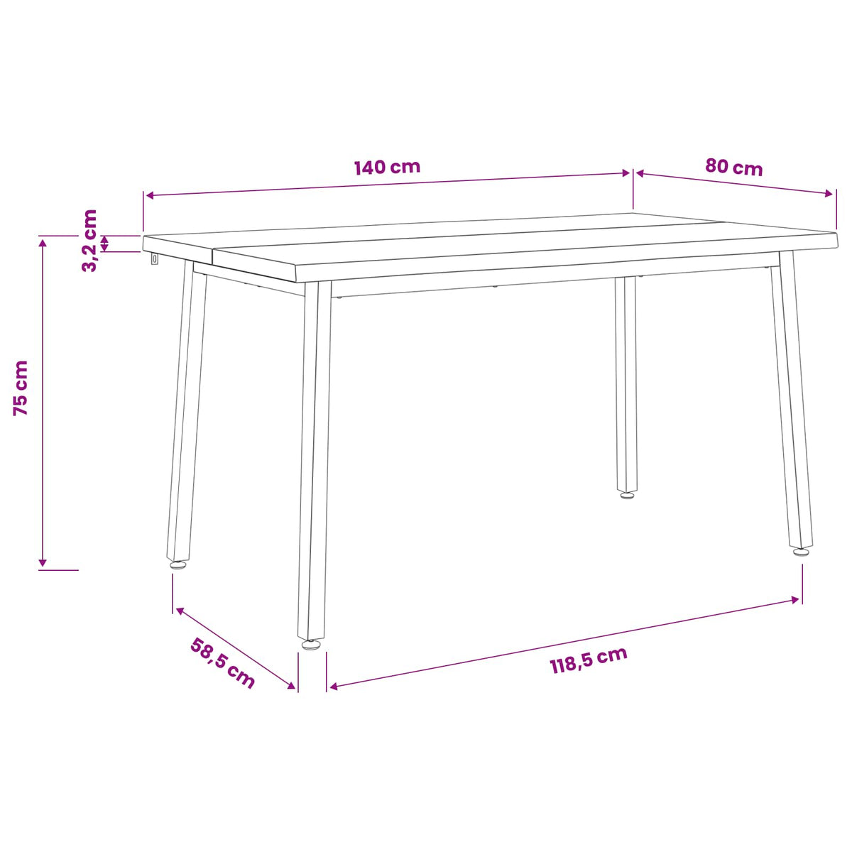 140 x 80 x 75 cm Στερεό Ξύλο Ακακίας Σκούρο Καφέ και Μαύρο - Pakobazaar
