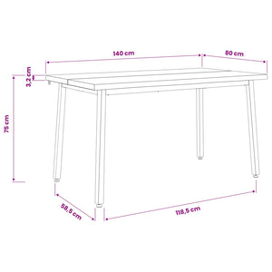 140 x 80 x 75 cm Στερεό Ξύλο Ακακίας Σκούρο Καφέ και Μαύρο - Pakobazaar