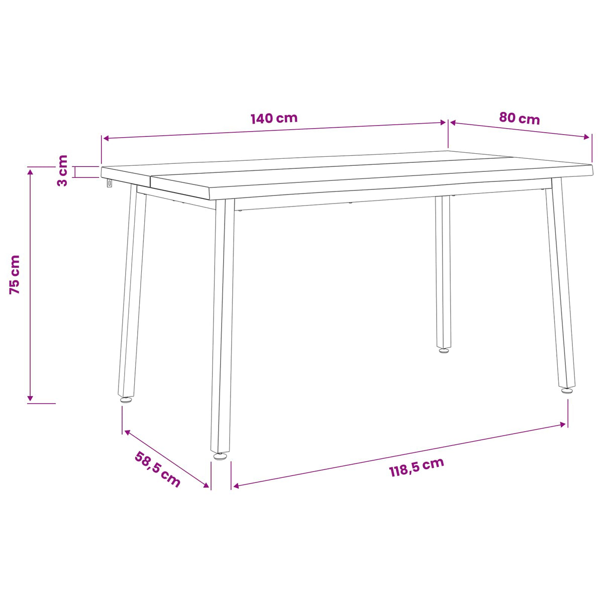 140 x 80 x 75 cm Στερεό Ξύλο Ακακίας Σκούρο Καφέ και Λευκό