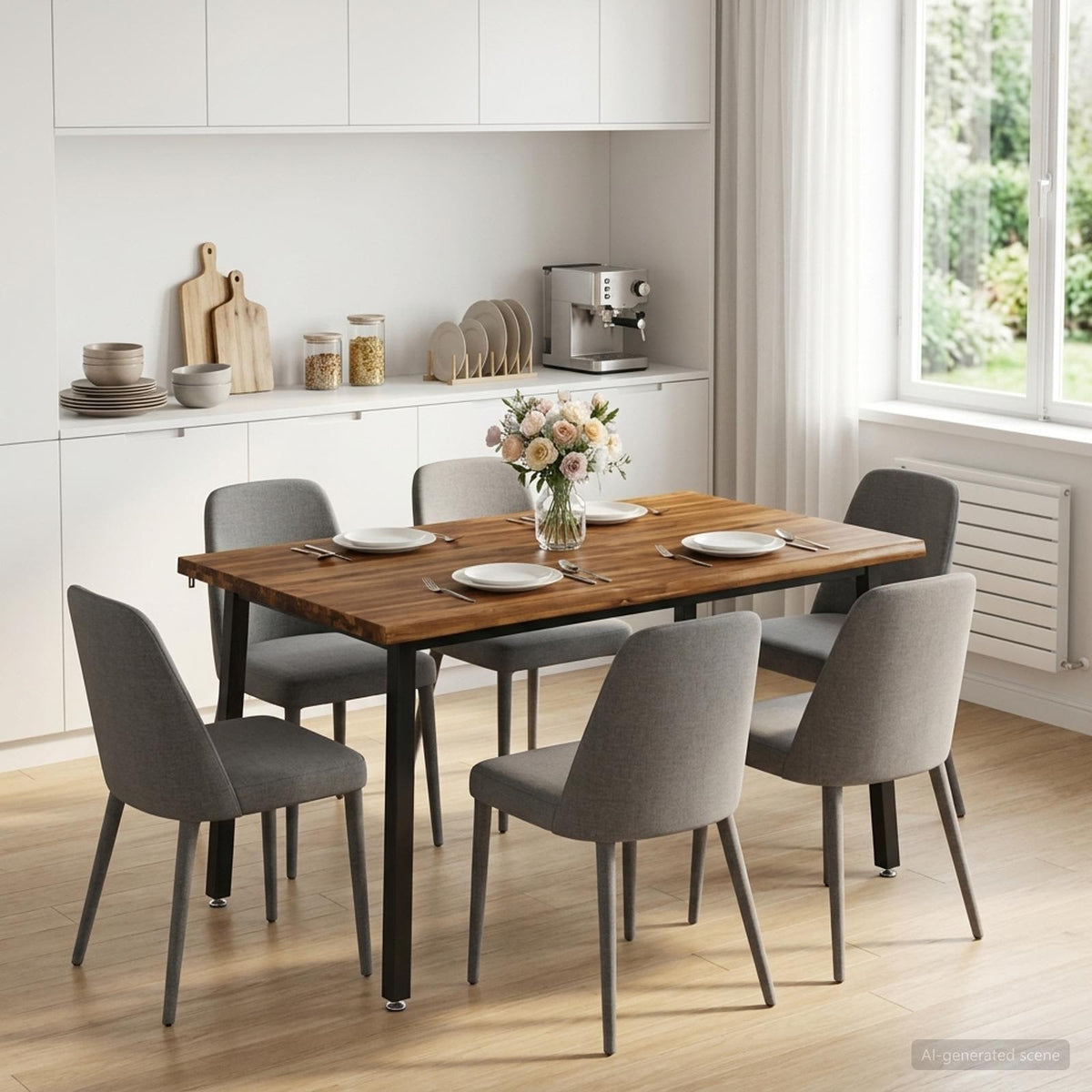 Τραπέζι Φαγητού με Ζωντανό Χείλος 140 x 90 x 75 εκ. Φυσικό - Pakobazaar