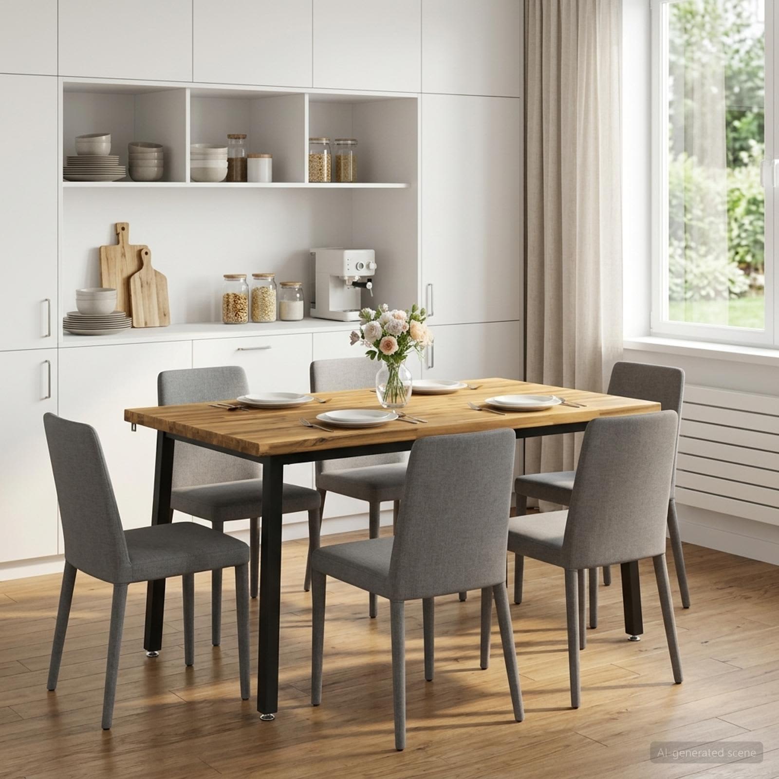 Τραπέζι Φαγητού με Ζωντανό Χείλος 140 x 90 x 75 εκ. Λευκό