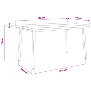 140 x 80 x 75 cm Στερεό Ξύλο Ακακίας Λευκό και Μαύρο Ορθογώνιος - Pakobazaar