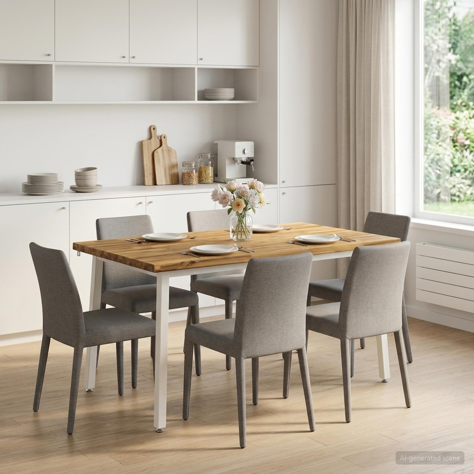 Τραπέζι Φαγητού με Ζωντανό Χείλος 140 x 90 x 75 εκ. Λευκό - Pakobazaar