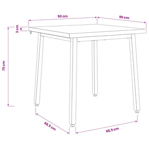 90 x 90 x 75 cm Στερεό Ξύλο Ακακίας Σκούρο Καφέ και Μαύρο