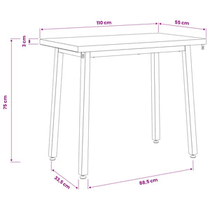 110 x 55 x 75 cm Στερεό Ξύλο Ακακίας Φυσικό και Λευκό