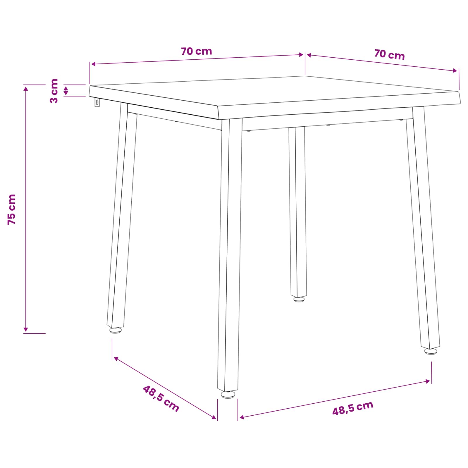 70 x 70 x 75 cm Στερεό Ξύλο Ακακίας Σκούρο Καφέ και Μαύρο - Pakobazaar