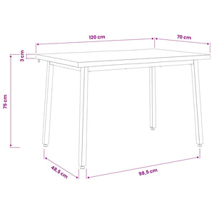 120 x 70 x 75 cm Στερεό Ξύλο Ακακίας Λευκό και Μαύρο Ορθογώνιος