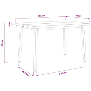140 x 70 x 75 cm Στερεό Ξύλο Ακακίας Λευκό και Μαύρο Ορθογώνιος - Pakobazaar
