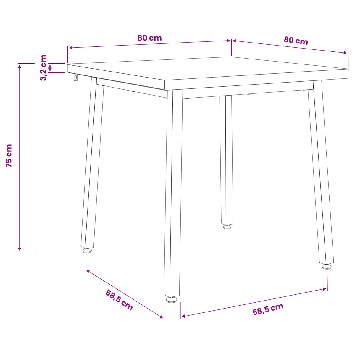 80 x 80 x 75 cm Στερεό Ξύλο Ακακίας Σκούρο Καφέ και Μαύρο - Pakobazaar