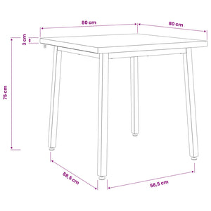 80 x 80 x 75 cm Στερεό Ξύλο Ακακίας Φυσικό και Λευκό τετράγωνο - Pakobazaar