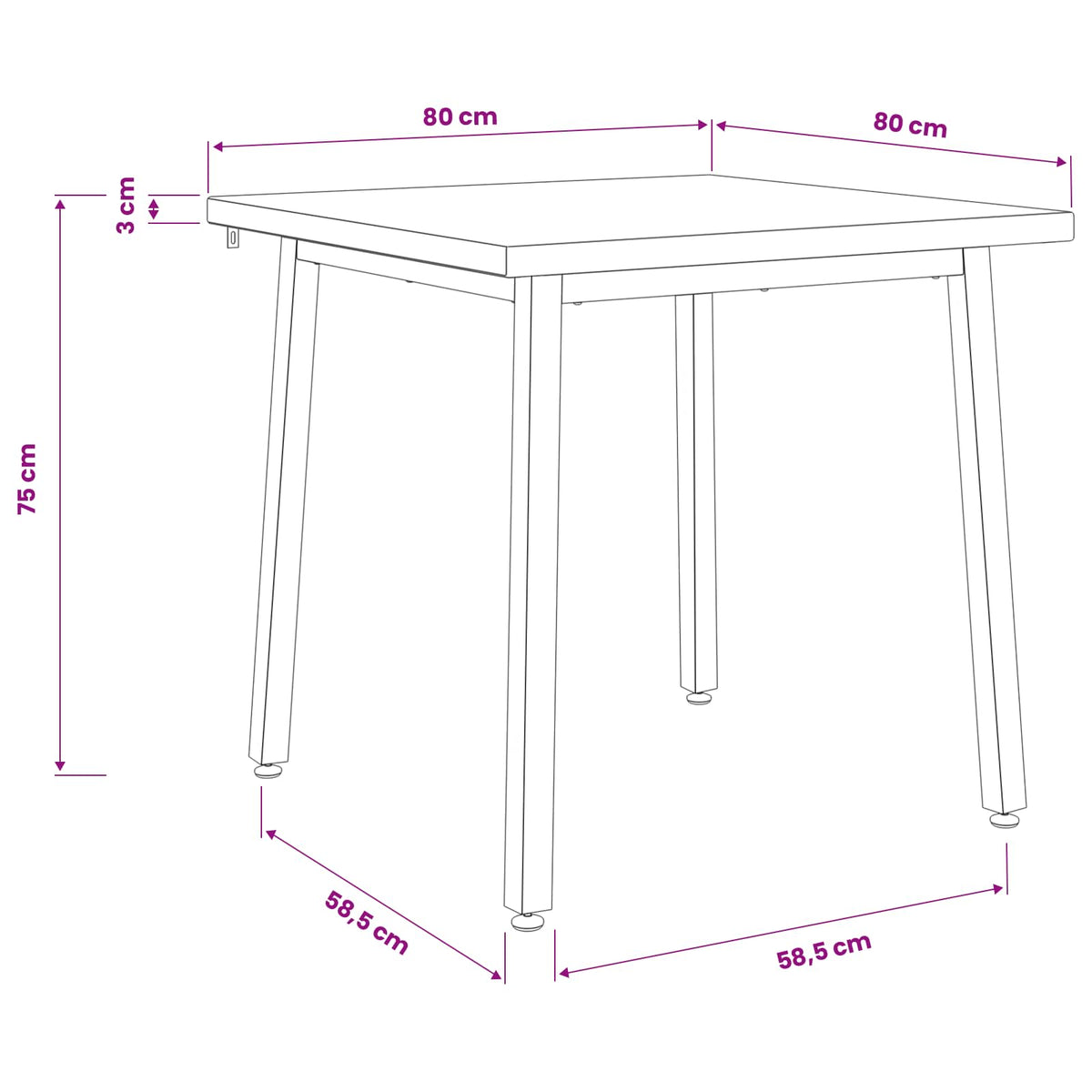 80 x 80 x 75 cm Στερεό Ξύλο Ακακίας Λευκό και Μαύρο τετράγωνο - Pakobazaar