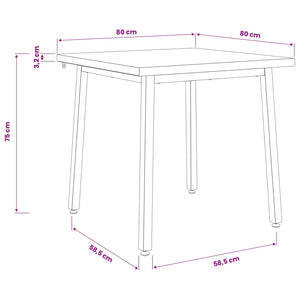 Τετράγωνο Τραπέζι Φαγητού 80 x 80 x 75 cm Στερεό Ξύλο Ακακίας - Pakobazaar