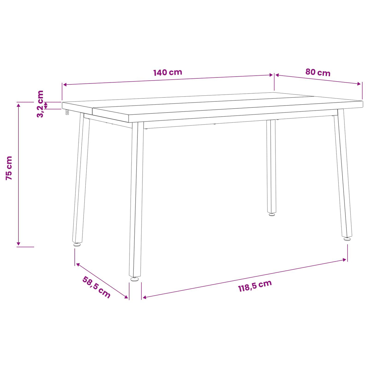 140 x 80 x 75 cm Στερεό Ξύλο Ακακίας Σκούρο Καφέ και Μαύρο - Pakobazaar