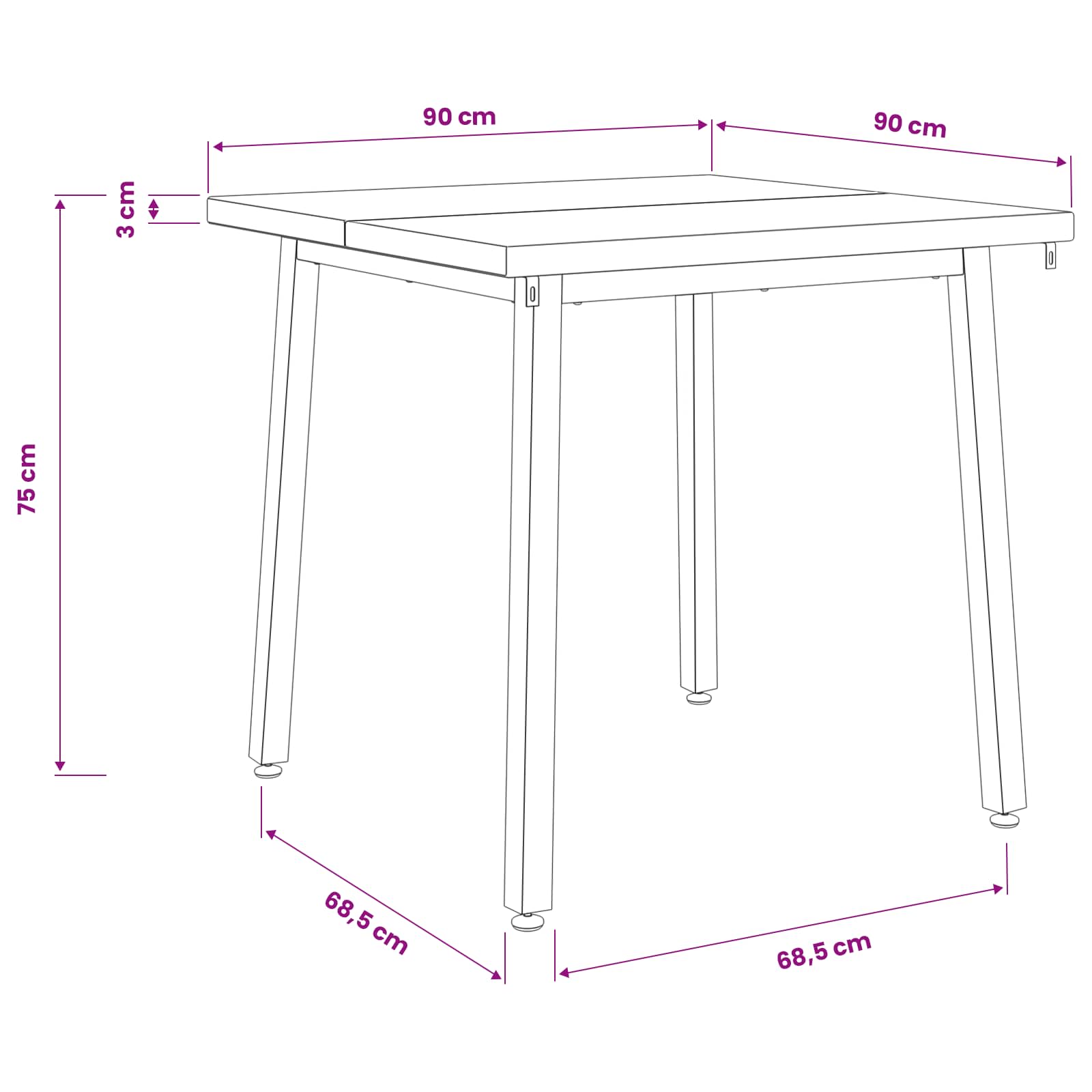 90 x 90 x 75 cm Στερεό Ξύλο Ακακίας Σκούρο Καφέ και Μαύρο - Pakobazaar