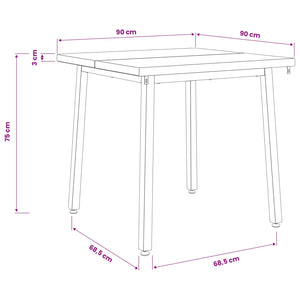 90 x 90 x 75 cm Στερεό Ξύλο Ακακίας Λευκό τετράγωνο - Pakobazaar