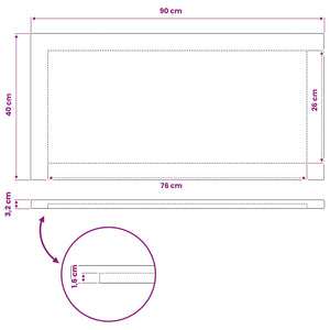 Ορθογώνια Επιφάνεια Τραπεζιού 90 x 40 x 3,2 cm Ορθογώνιος - Pakobazaar