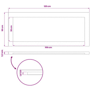 Ορθογώνια Επιφάνεια Τραπεζιού 120 x 50 x 3,2 cm Ορθογώνιος