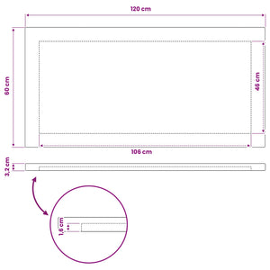 Ορθογώνια Επιφάνεια Τραπεζιού 120 x 60 x 3,2 cm Ορθογώνιος